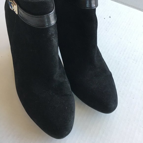 Alfani Dolorna Pointed Toe Suede Ankle Boot Booties Womens Size 9M Black Leather - Picture 4 of 10